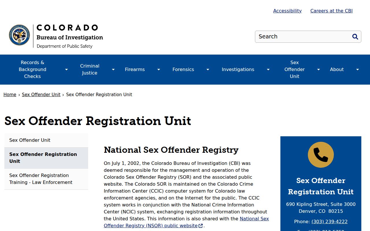 Las Animas County criminal court records CBI sex offender registry page