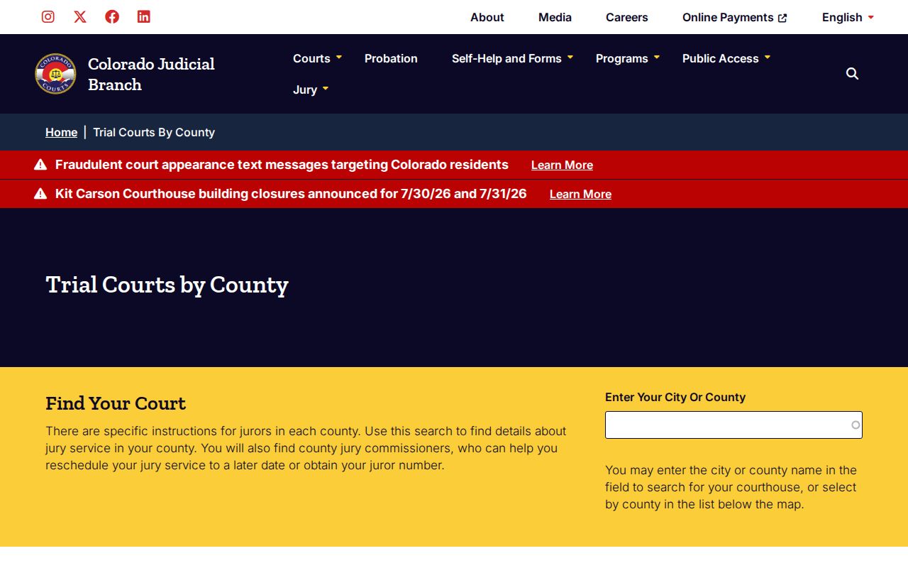 Las Animas County District Court Colorado trial court hierarchy