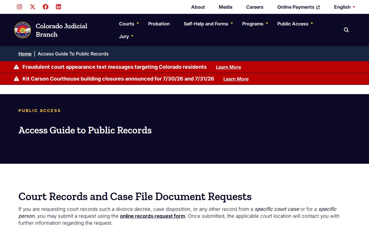 Las Animas County court records public access guide