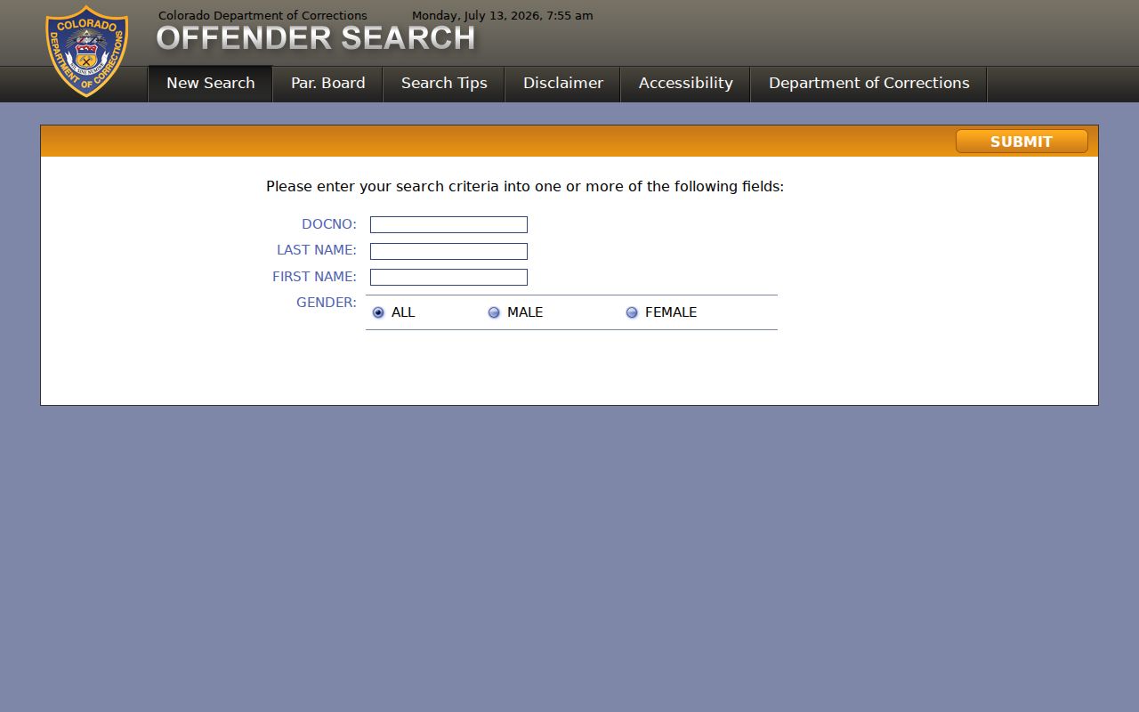 Las Animas County inmate records Colorado DOC offender search