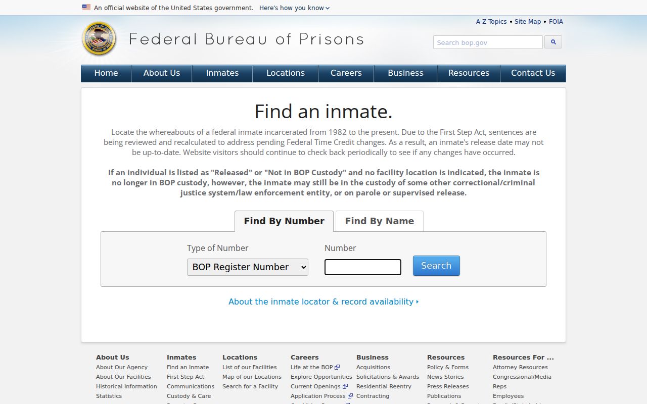 Las Animas County inmate records federal Bureau of Prisons locator
