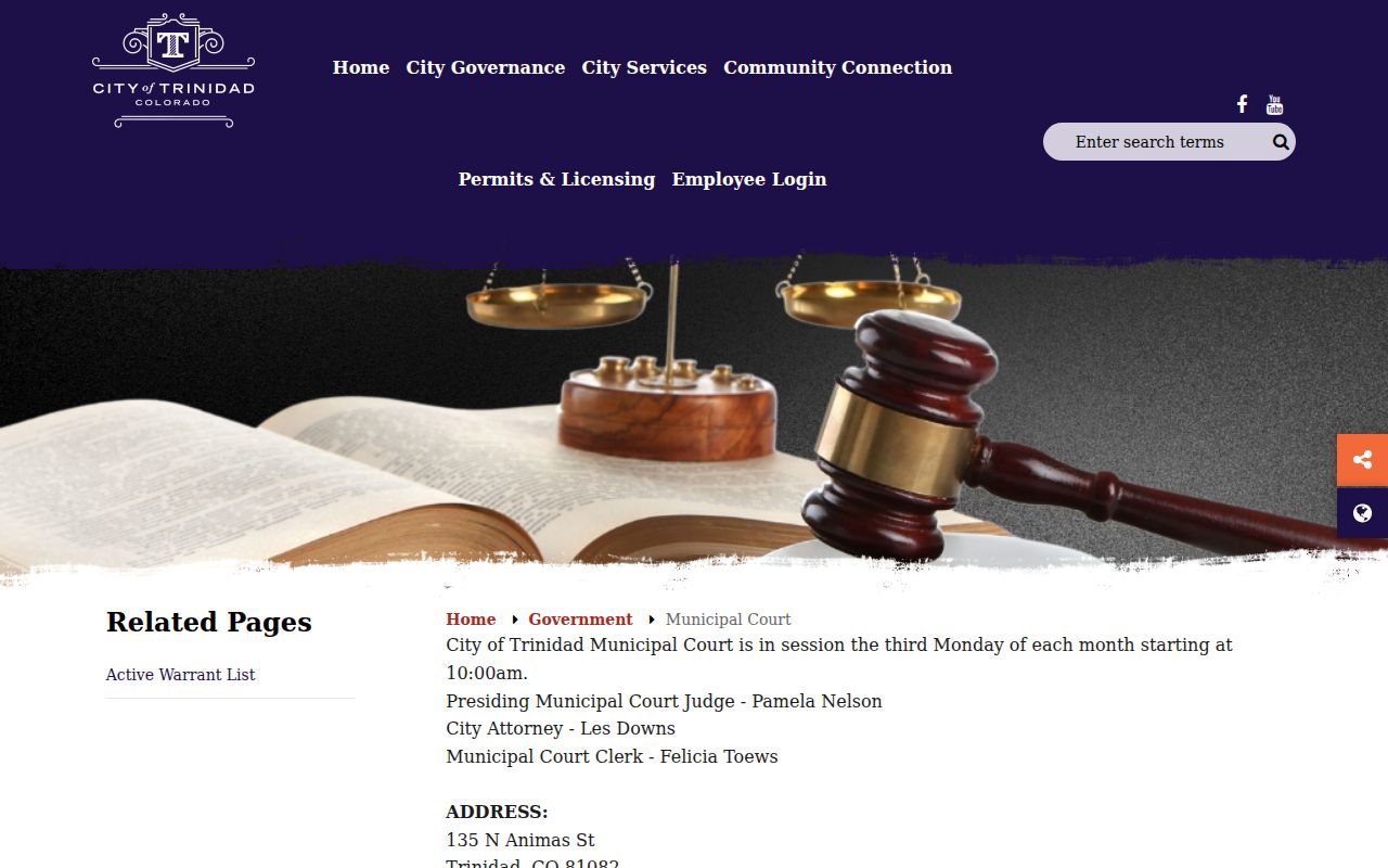 Las Animas County traffic court records Trinidad Municipal Court